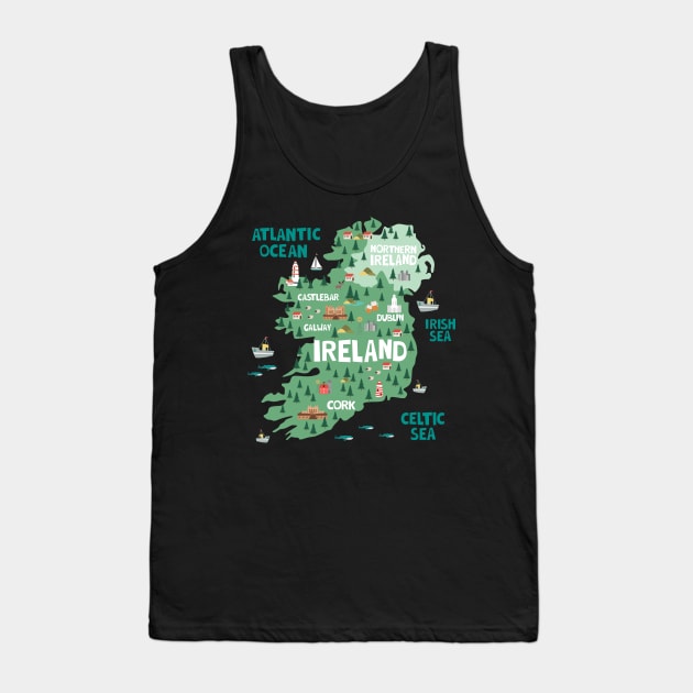 Ireland Illustrated Map Tank Top by JunkyDotCom